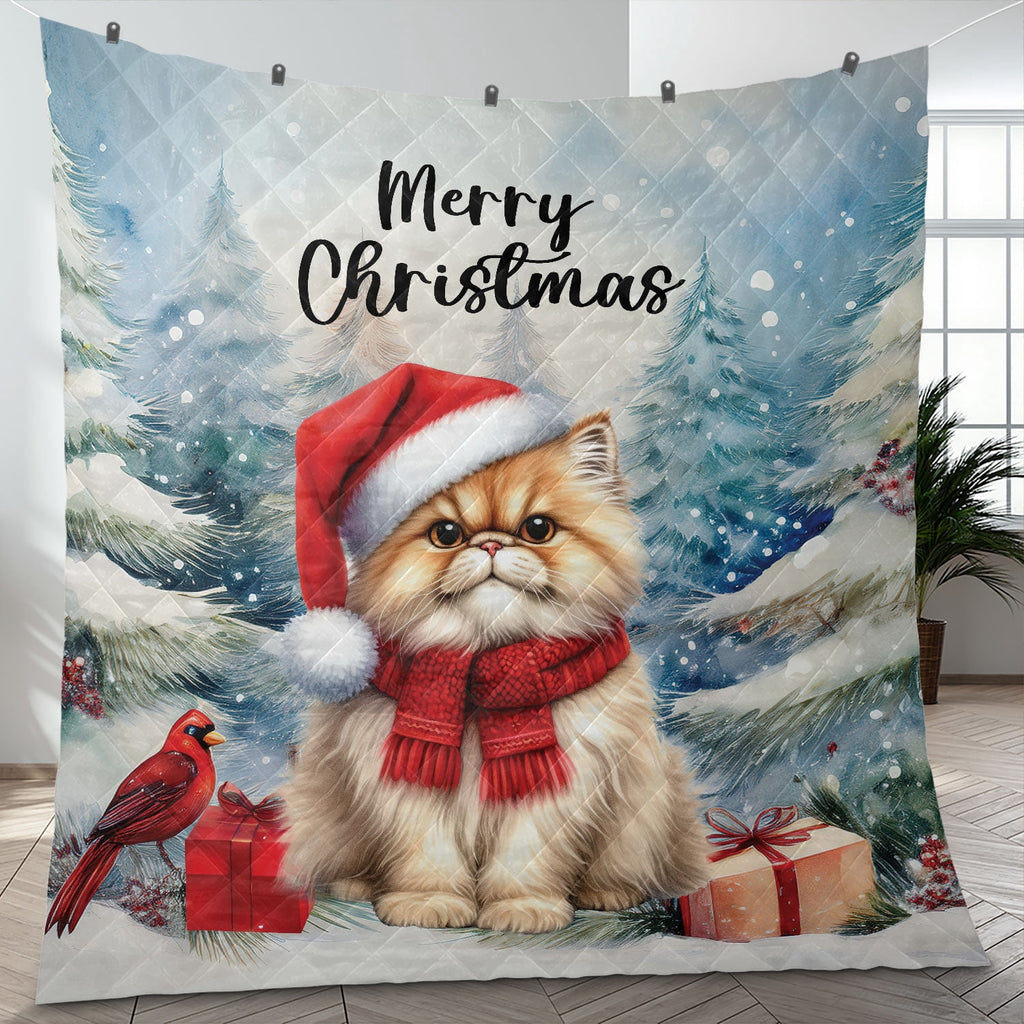 Merry Christmas Sphynx Enjoys Catmas Winter Xmas Holiday Quilt Bedding Set Cat Lover Kitten Owner Gifts Idea 1 Blanket Bed Cover 2 Pillowcases - 02022