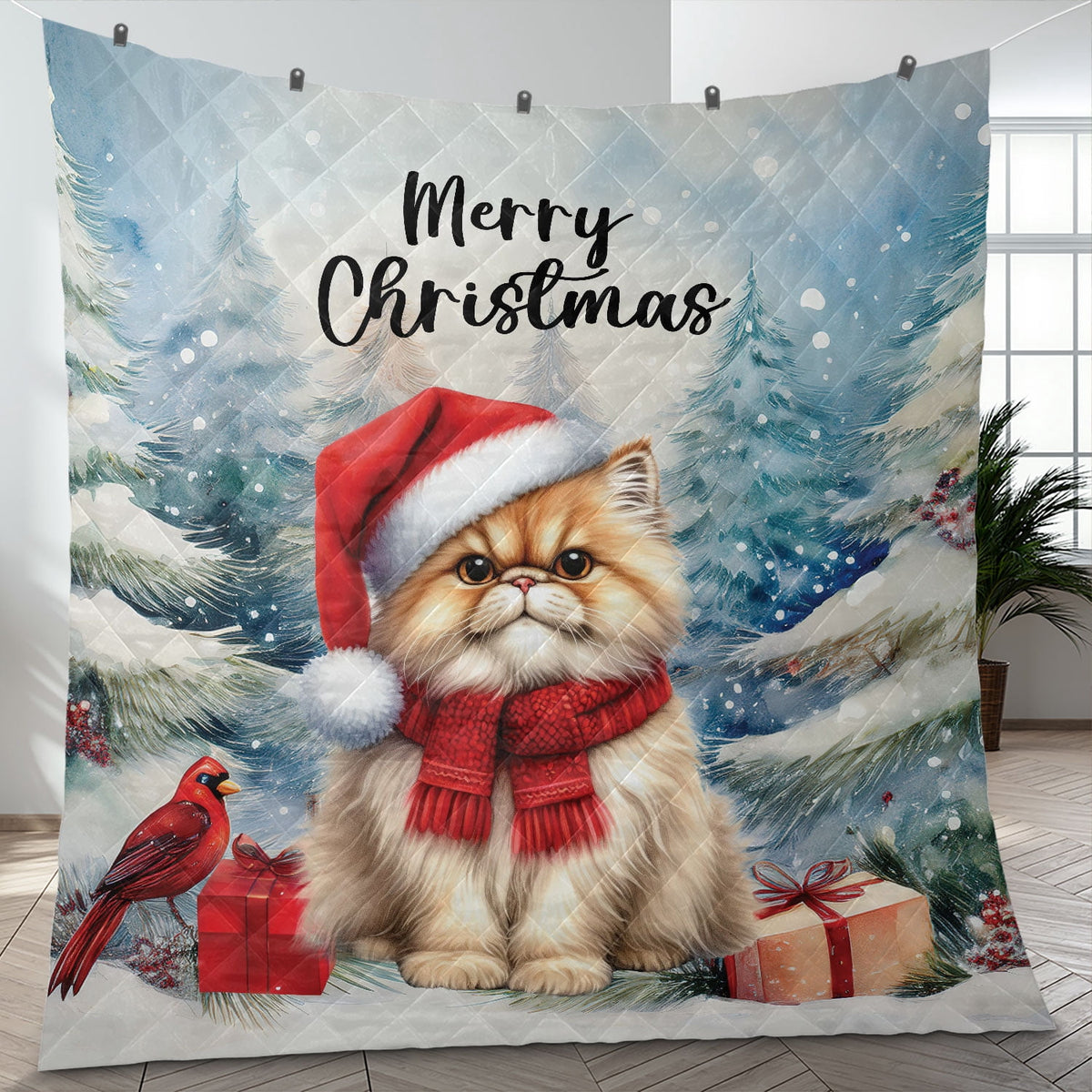 Merry Christmas Sphynx Enjoys Catmas Winter Xmas Holiday Quilt Bedding Set Cat Lover Kitten Owner Gifts Idea 1 Blanket Bed Cover 2 Pillowcases - 02022