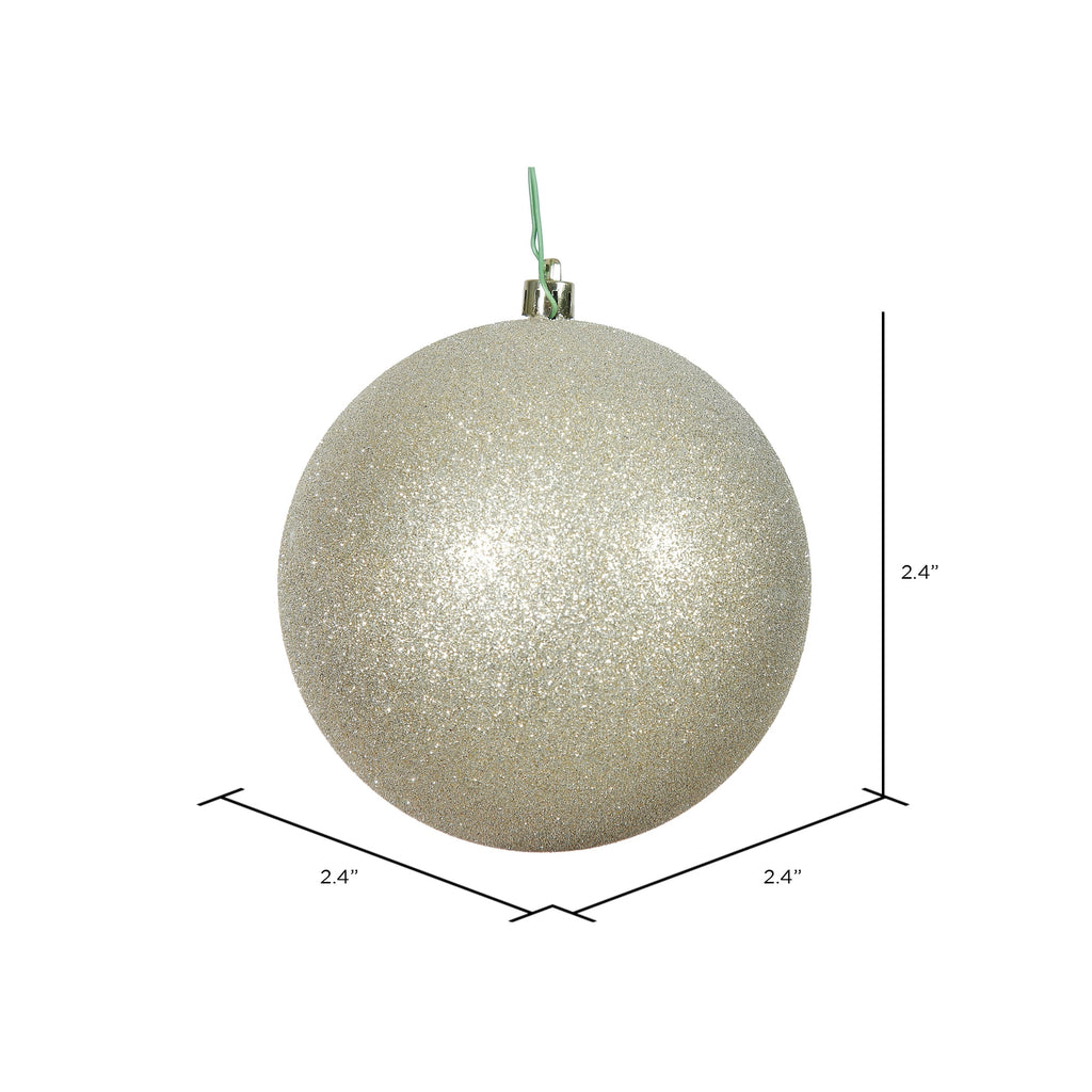 Vickerman 2.4" Christmas Ornament Ball, Silver Shiny Finish, Shatterproof Plastic, UV Resistant, Holiday Christmas Tree Decoration, 24 Pack