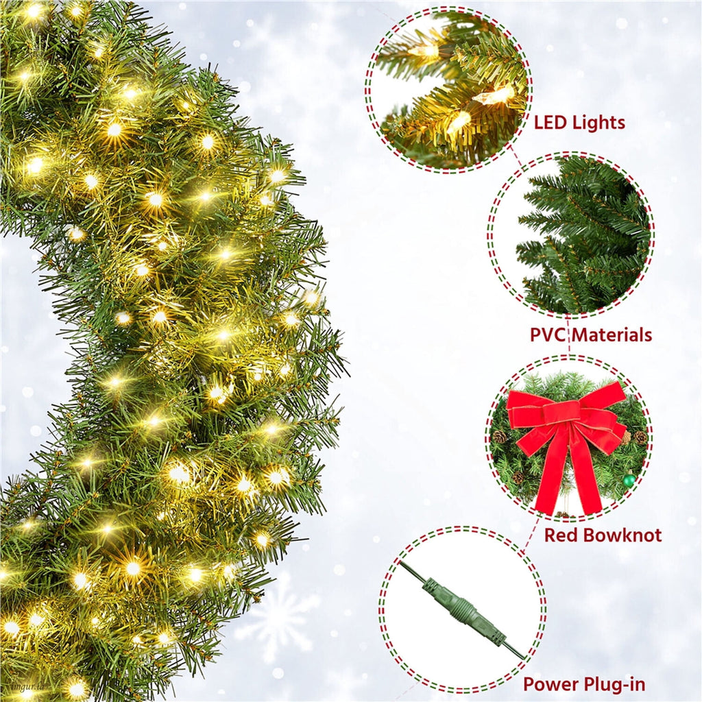 Alden Design 48in Pre-lit Fir Christmas Wreath for Door with 200 LED Lights & 720 Tips, Green