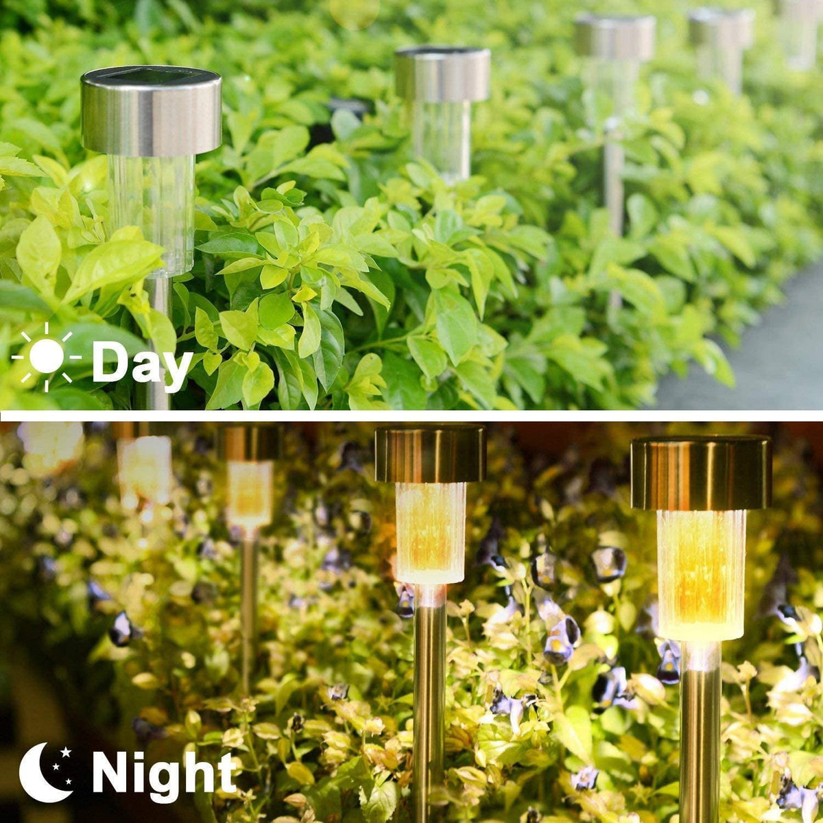 Rirool 12 Pack Solar Pathway Lights Outdoor, Stainless Steel Waterproof LED Landscape Lighting, Auto On/Off Garden Stake Lights for Yard Walkway Lawn, Multicolor