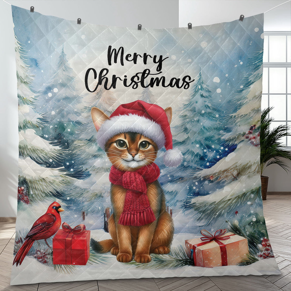 Merry Christmas Sphynx Enjoys Catmas Winter Xmas Holiday Quilt Bedding Set Cat Lover Kitten Owner Gifts Idea 1 Blanket Bed Cover 2 Pillowcases - 02022
