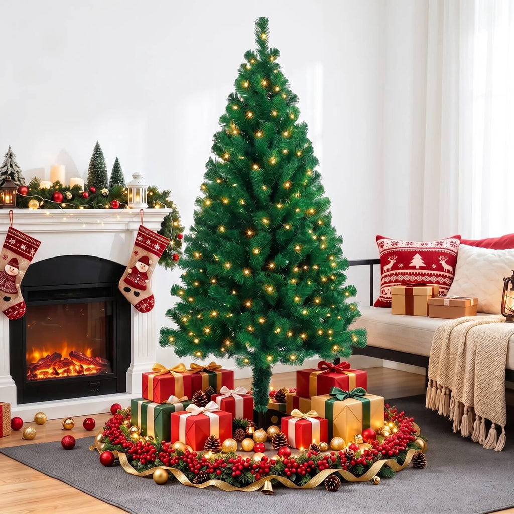 Leyaron Christmas Tree with Lights, 4FT Artificial Small Mini Christmas Tree Decorations for Indoor Holiday Xmas Home Decor, Green