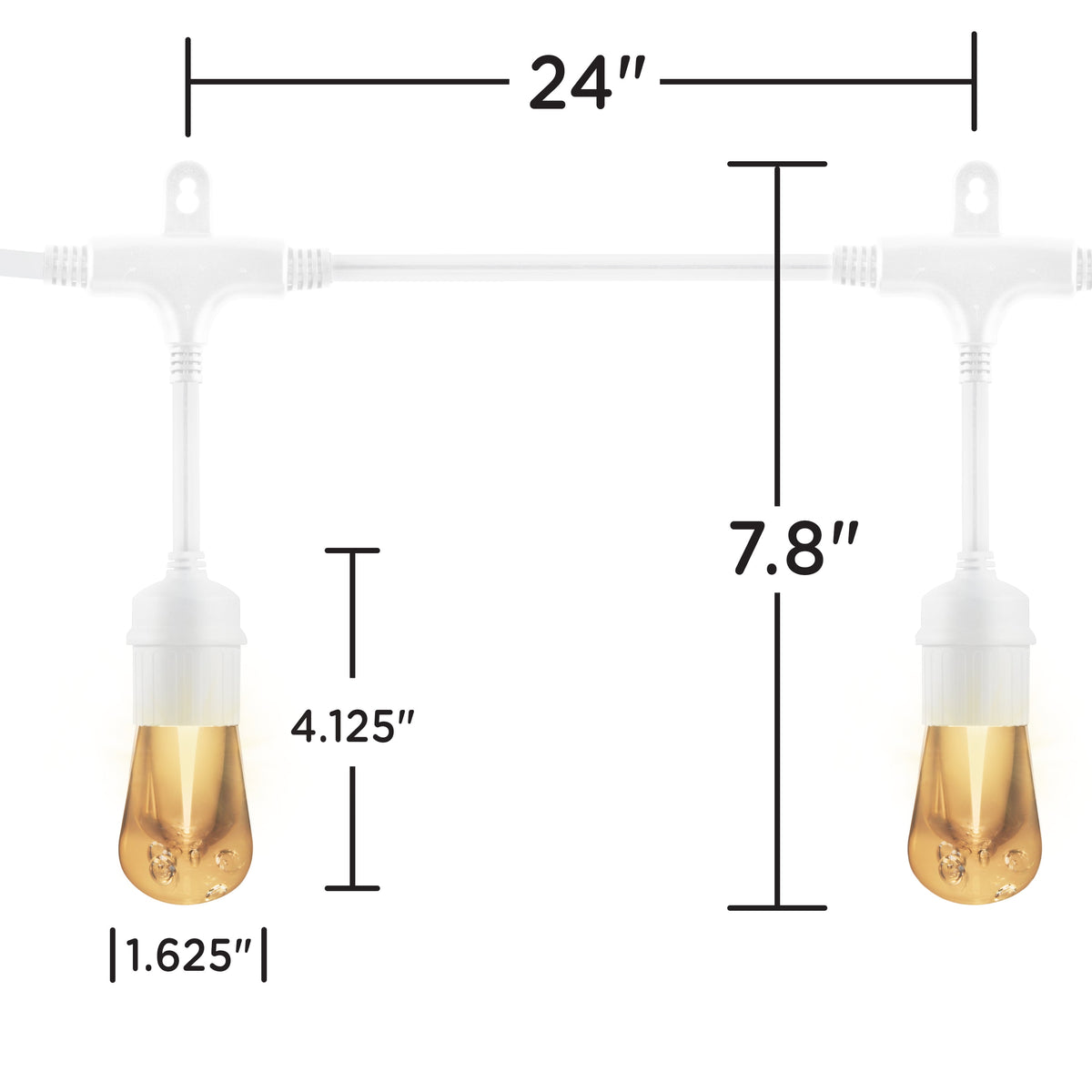 Enbrighten 48ft 24 Bulbs Vintage Indoor/Outdoor LED Café String Lights, Black Cord, 35631
