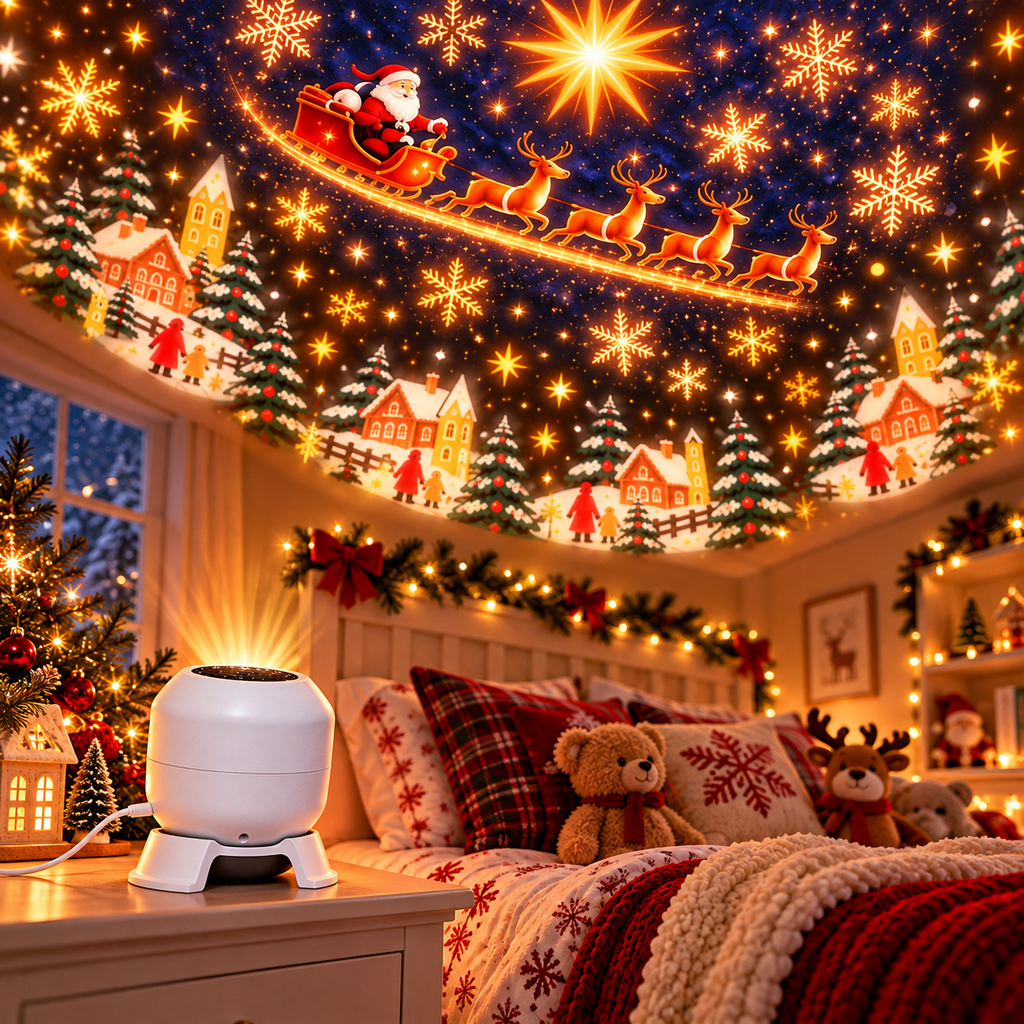 2026 New Upgraded 4K Smart Dynamic 5D Holographic Night Light Projector, 2-in-1 Galaxy & Ocean Star Ceiling Projector with 24 HD Films, 360° Flexible USB Powered Lamp for Bedroom Decor & Car GIft