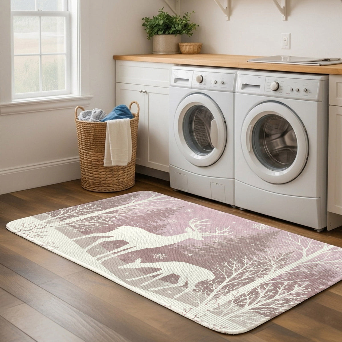 Red Truck Christmas Washable Area Rugs for Living Room Bedroom, Large Non Slip Indoor Floor Carpet Absorbent Xmas Tree Gnomes Navy Blue Snowflake Door Mat Rugs for Bathroom Entryway 63"x90.6"