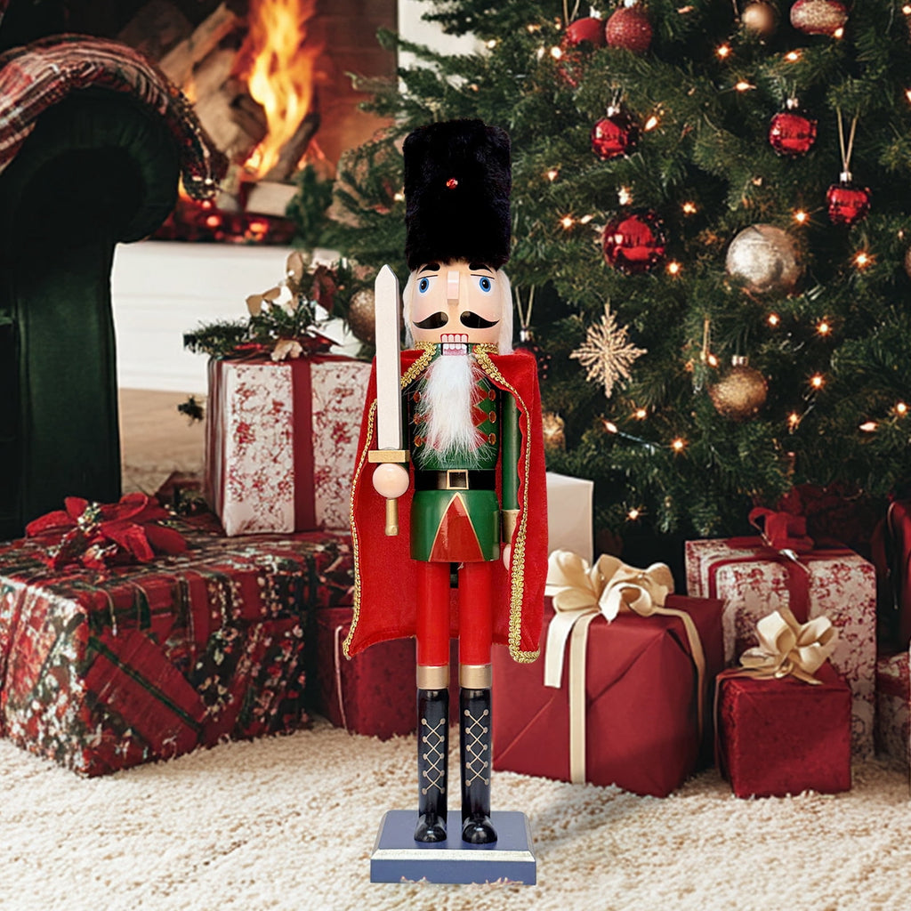 24Inch Wooden Soldier Nutcracker Christmas Decor - Festive Christmas Nutcracker Gift, Winter Indoor Decoration for Table, Desktop & Fireplace