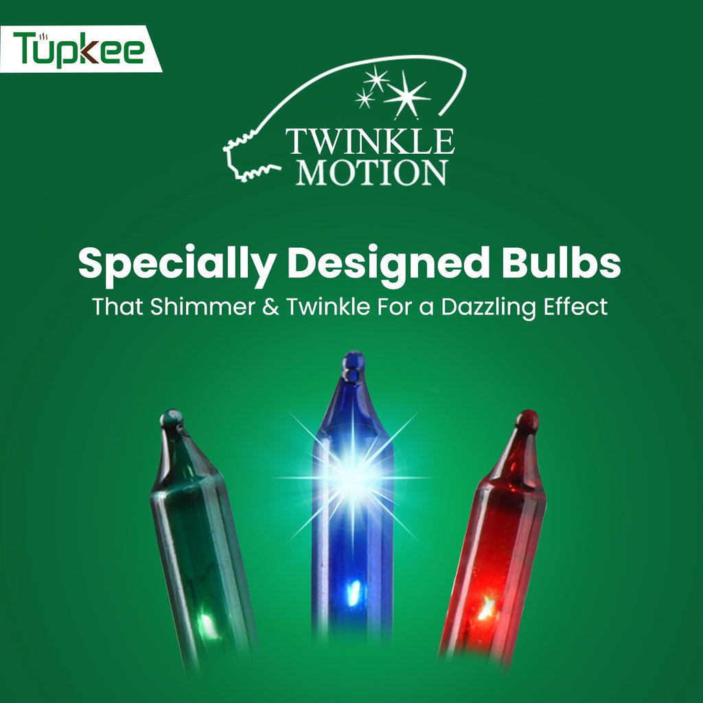 Christmas Random Shimmering Twinkle Lights - 24 of 100 Lights Twinkle Indoor Outdoor - 20.5 Feet Light String, 100 Clear Bulbs - Christmas Tree Holiday Decor Sparkling Twinkling Christmas Lights