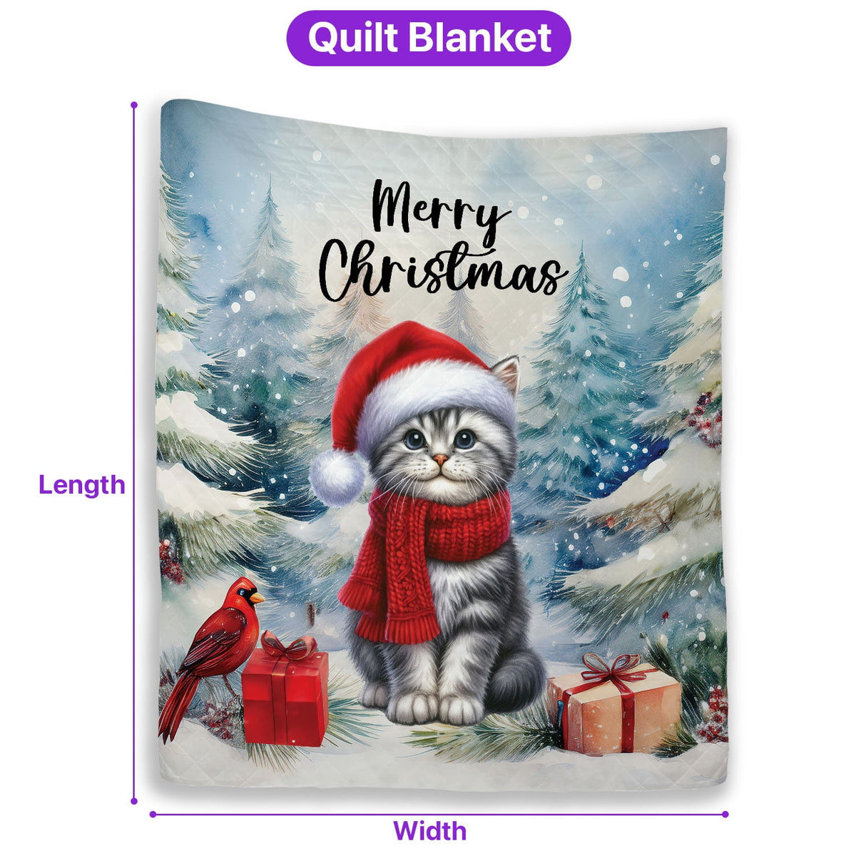 Merry Christmas Sphynx Enjoys Catmas Winter Xmas Holiday Quilt Bedding Set Cat Lover Kitten Owner Gifts Idea 1 Blanket Bed Cover 2 Pillowcases - 02022