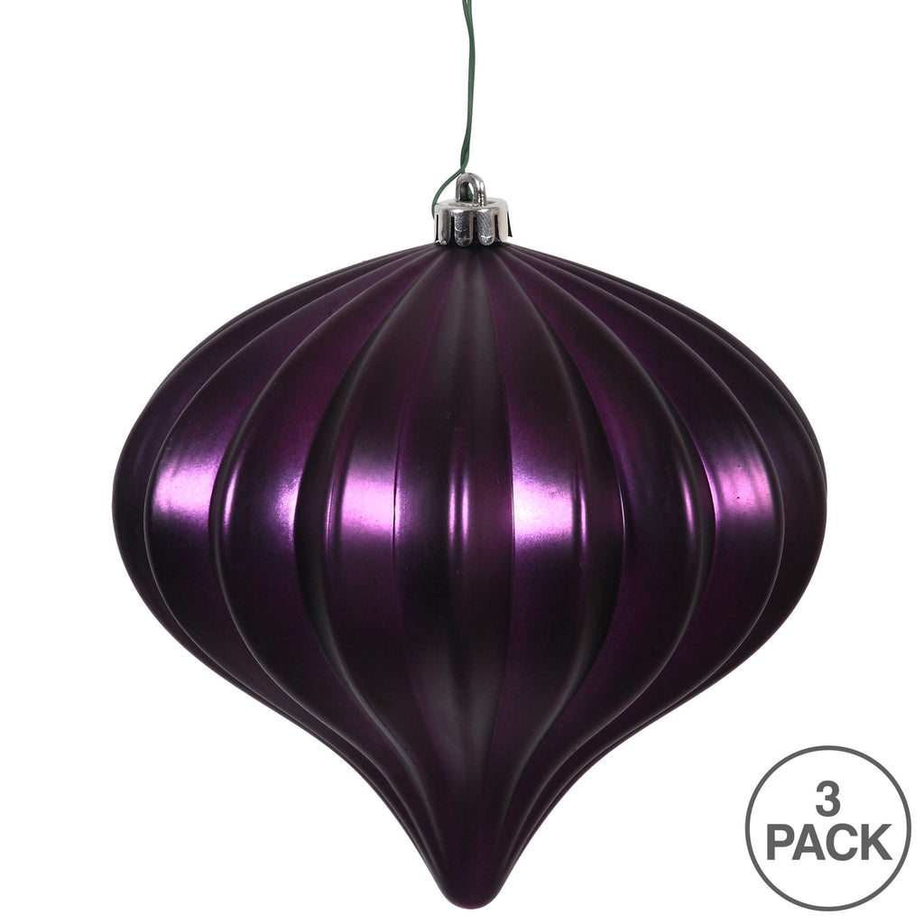 Vickerman 5.7" Burnished Orange Matte Onion Christmas Ornament, UV treated, Set of 3
