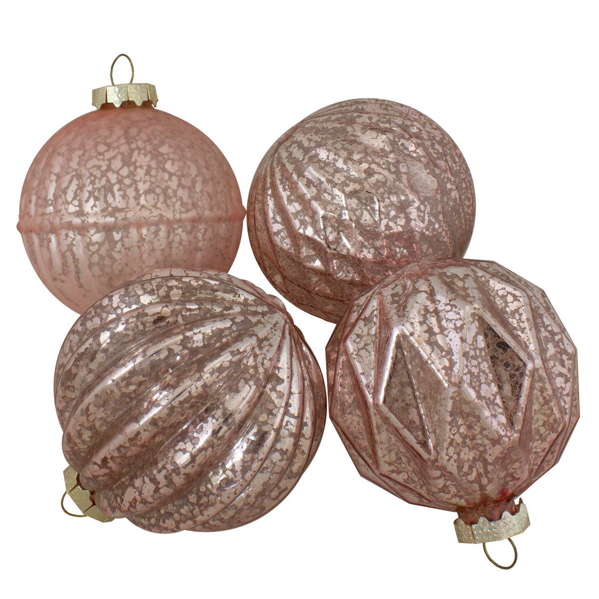 Northlight Finial and Glass Ball Christmas Ornaments - 3.25" - Blush Pink - Set of 12