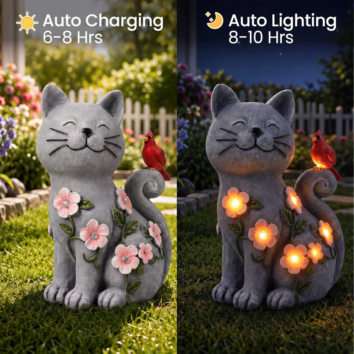 Volivo 13inch Garden Gnome Statue, Solar Powered Gnome Decor with LED Lantern, Waterproof for Patio Garden Pathway