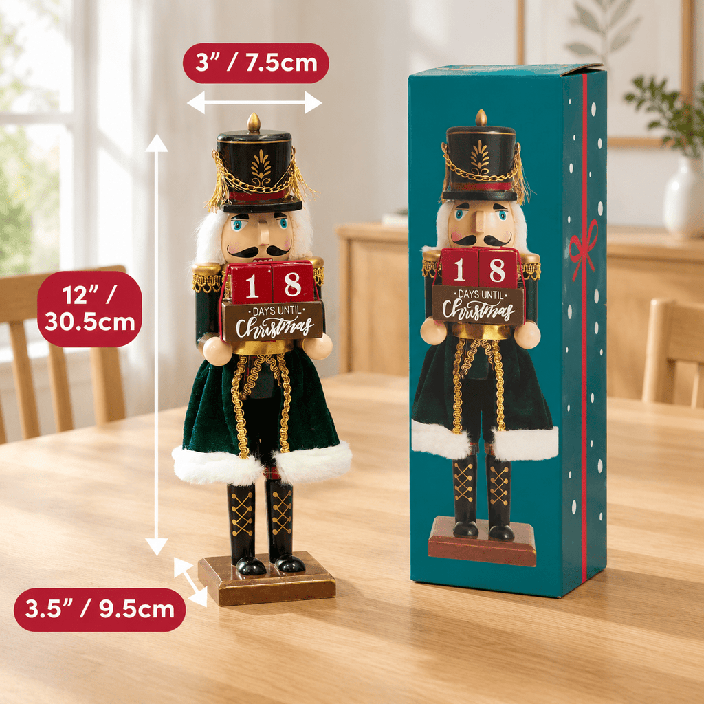 12-inch Wooden Christmas Nutcracker Countdown Decorative Advent Figure