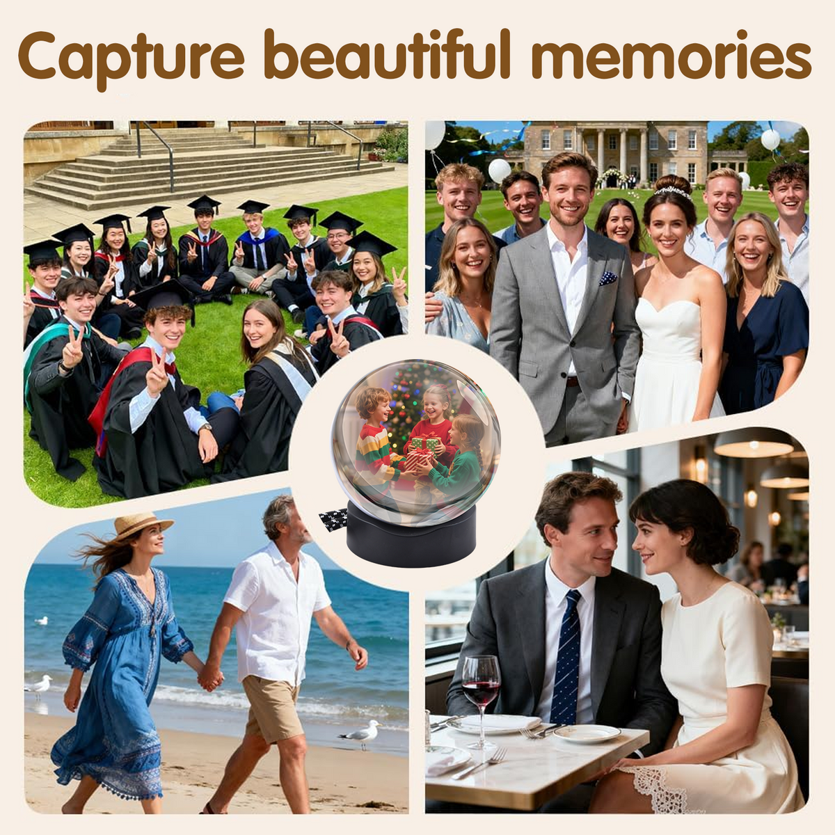Demine Upgraded Wi-Fi Memory Orb Ball - 2.7" High-Capacity Crystal Ball Video Player, 2026 New Core Memory Sphere Ball Ornament, Uploadable Videos & Photos, DIY Gift for Anniversary, Birthday
