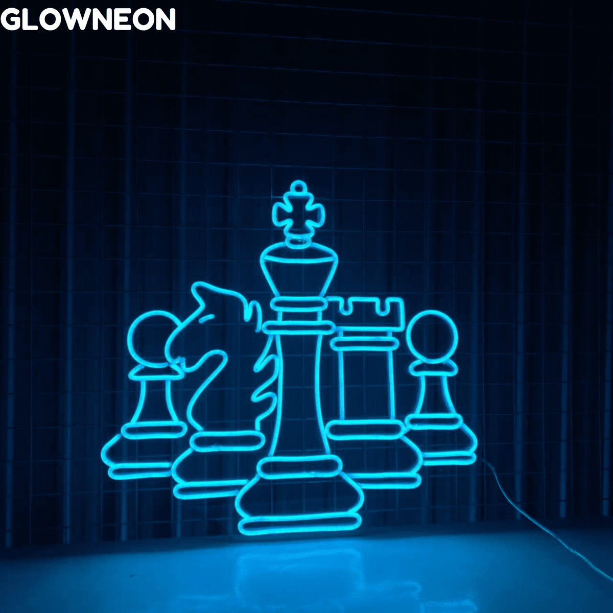 Glowneon Chess Neon Sign, Chess Set Led Sign, Christmas Gift For Dad