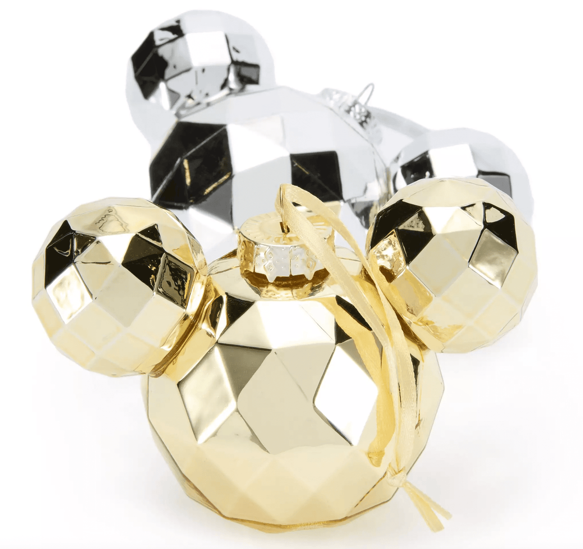 Disney Mickey Mouse Icon Ornament Set of 4 Red Green Silver Gold New