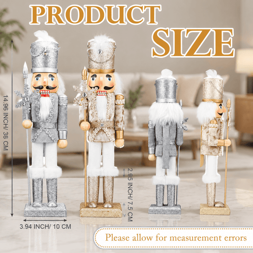 2-Pack Wooden Christmas Nutcracker Ornaments 15 Inch Soldier Figures for Holiday Decor