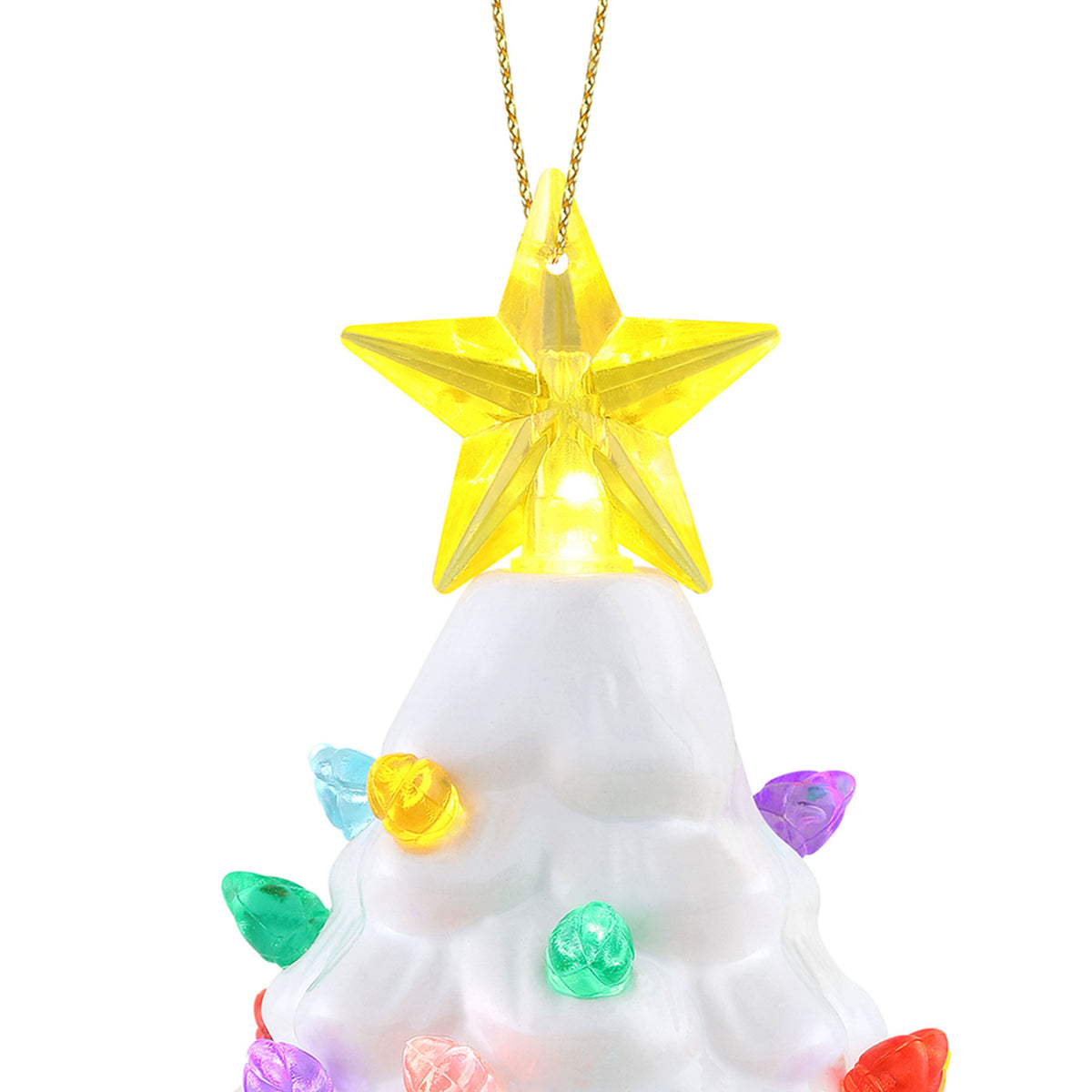 Mr. Christmas 5.25-Inch Nostalgic Tabletop Christmas Trees, Set of 3, White, LED Lights