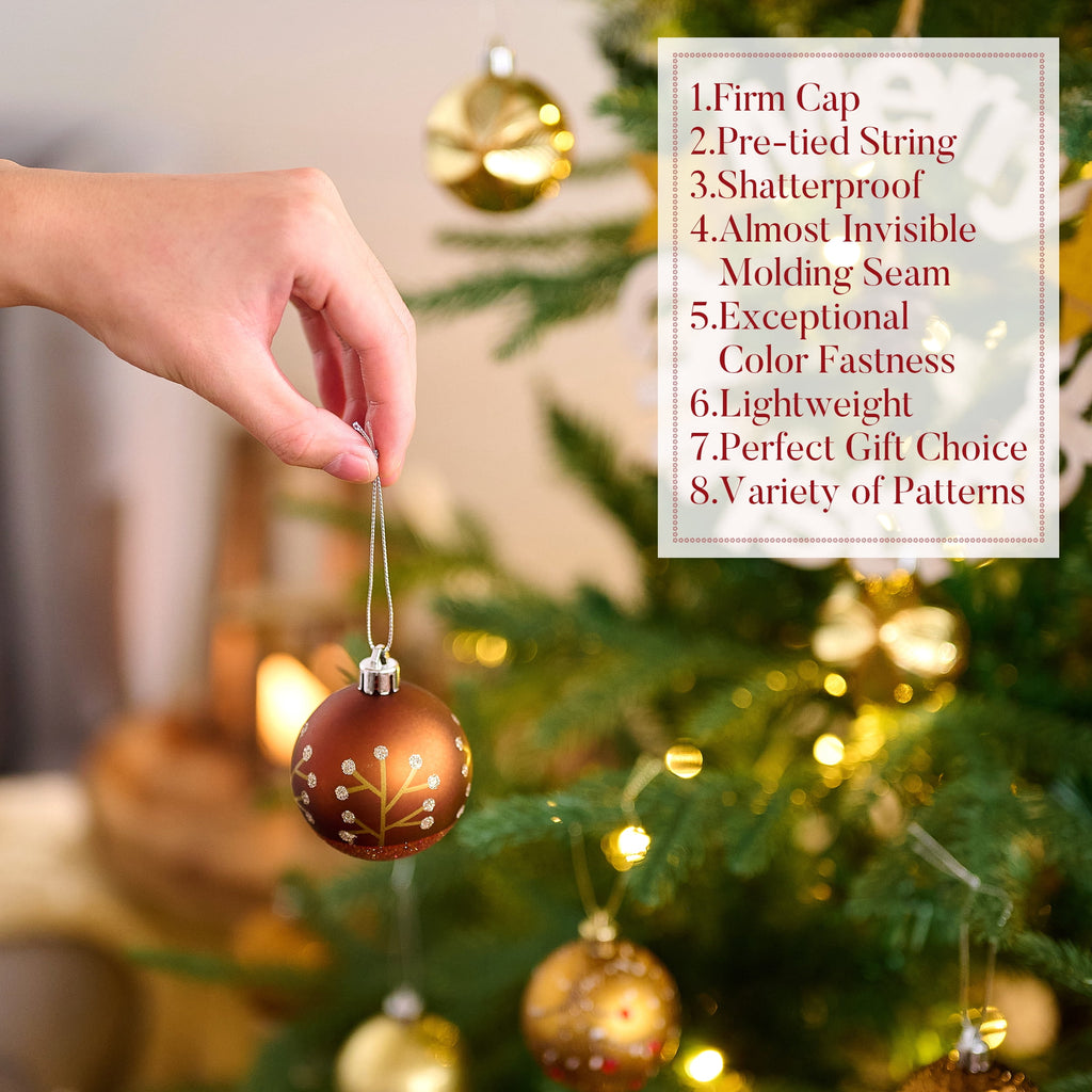 Valery Madelyn 35ct 2.36 inches Luxurious Copper Gold Christmas Ball Ornaments, Shatterproof Christmas Tree Ornaments Hanging Bauble for Xmas Decoration