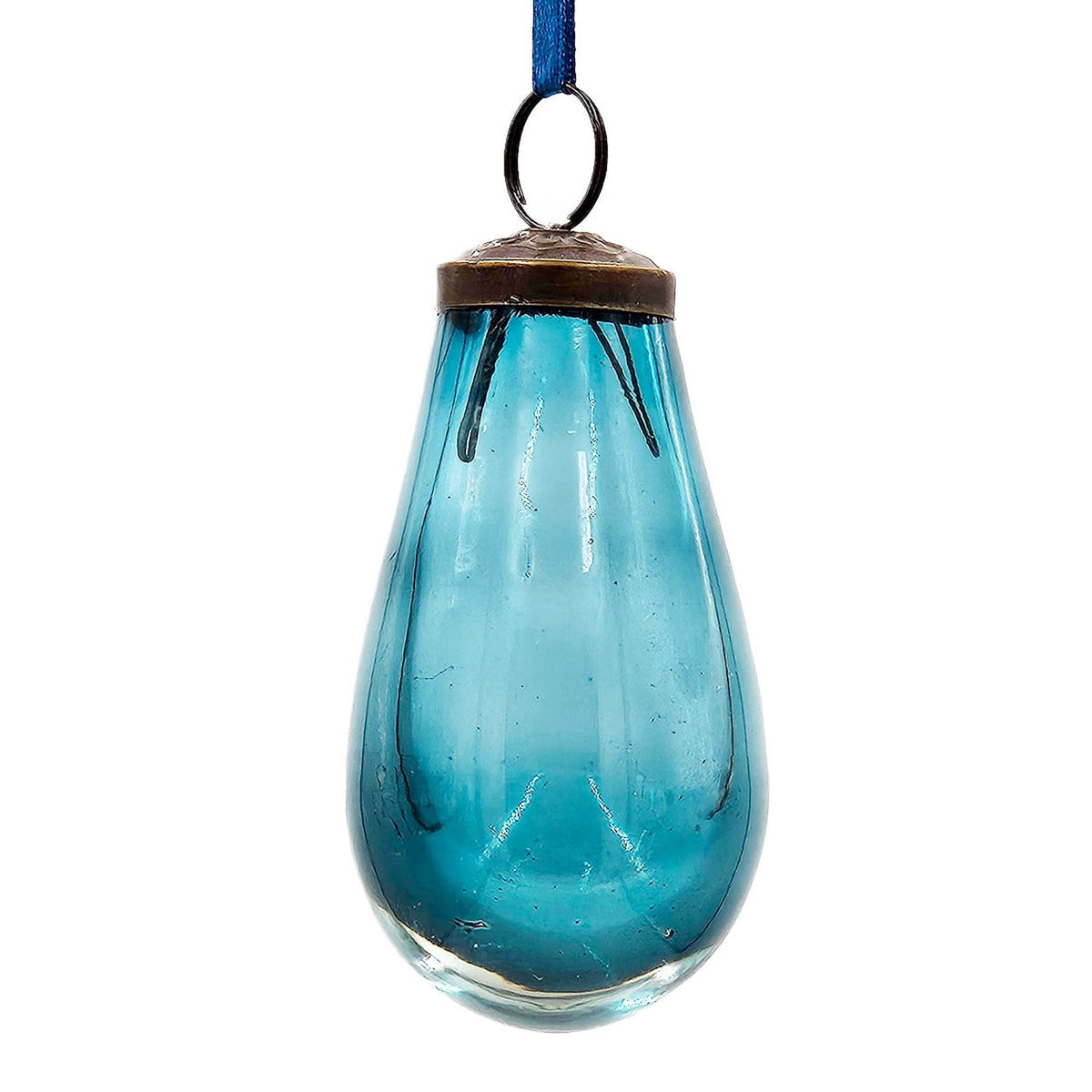 Glass Teardrop Ornaments, Set of 12 Decorative Hanging Christmas Tree Ornaments for Holiday Party Decorations, 3.7 in