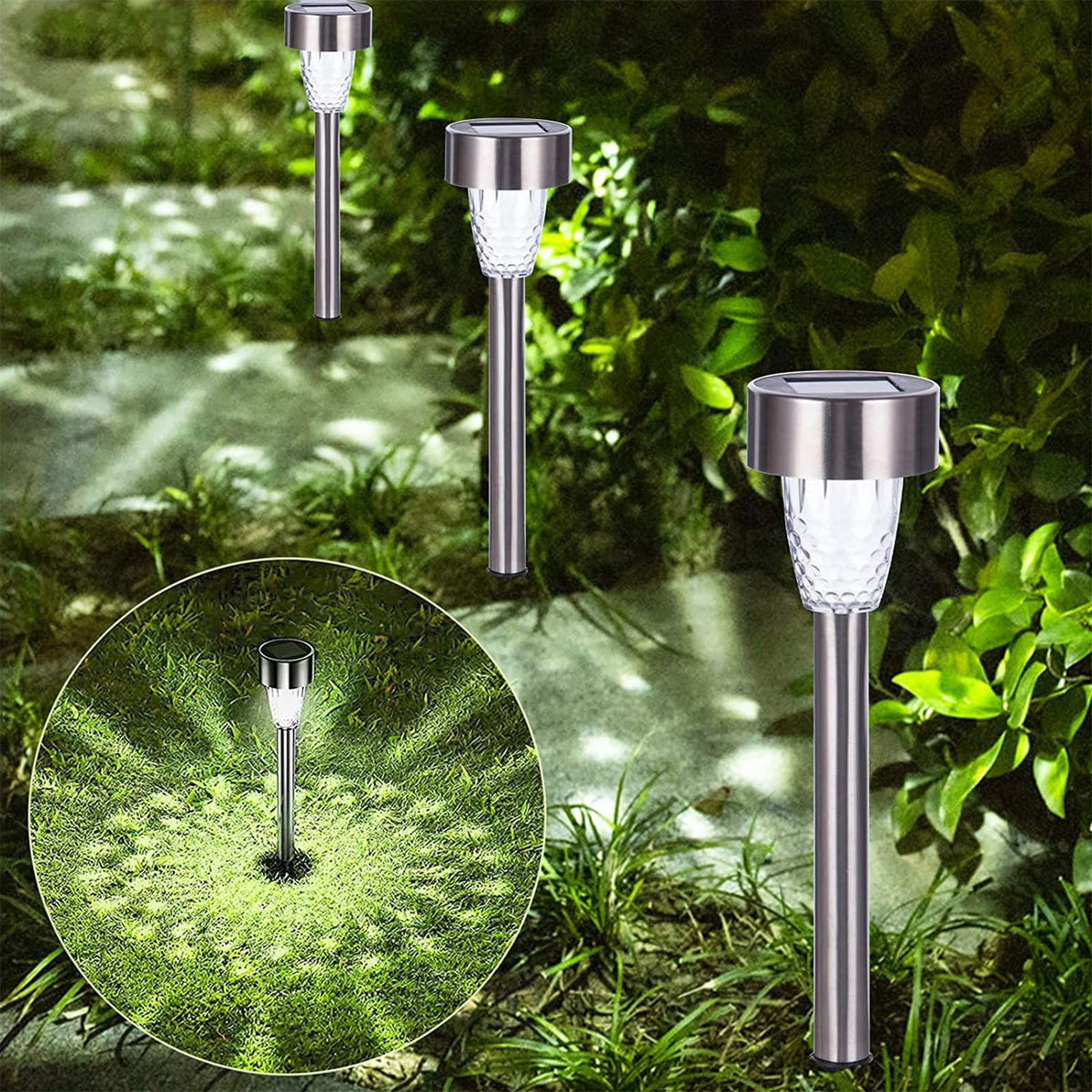 Ovzne Solar Lights for Outside Pathway 8 Pack, Super Bright Over 12 Hours Solar Walkway Driveway Lights, Waterproof Outdoor Solar Lights for Yard Garden Path Patio (10PCs:Cool White)
