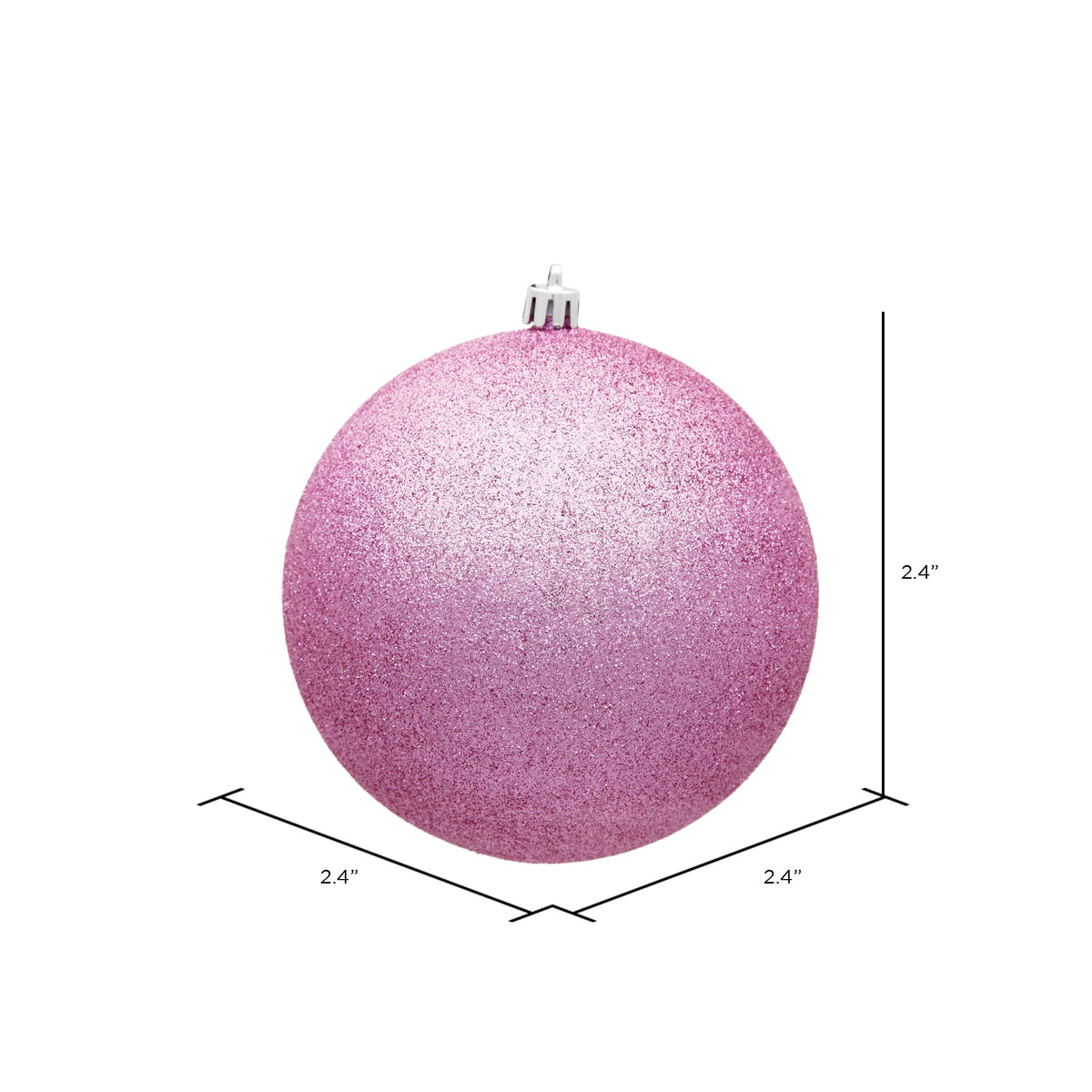 Vickerman 2.4" Christmas Ornament Ball, Silver Shiny Finish, Shatterproof Plastic, UV Resistant, Holiday Christmas Tree Decoration, 24 Pack