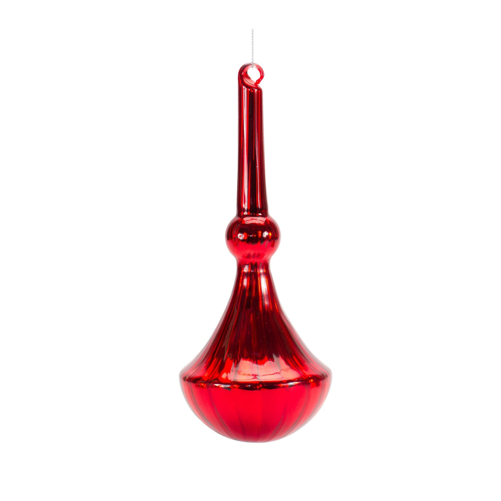 Modern Red Finial Drop Ornament Set of 6