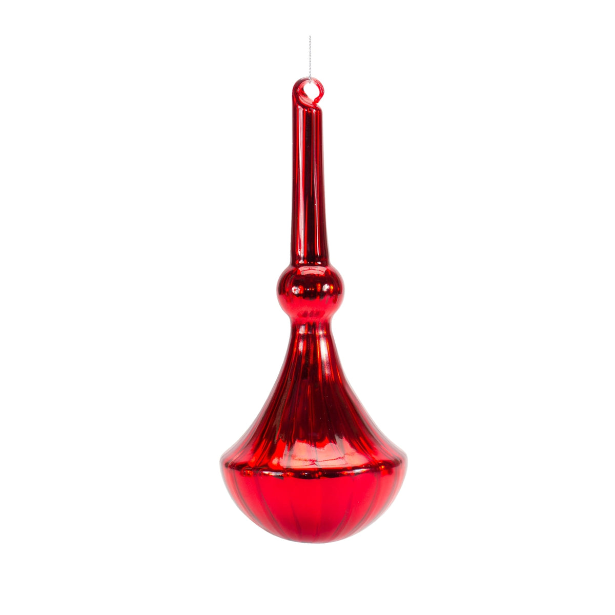 Modern Red Finial Drop Ornament Set of 6