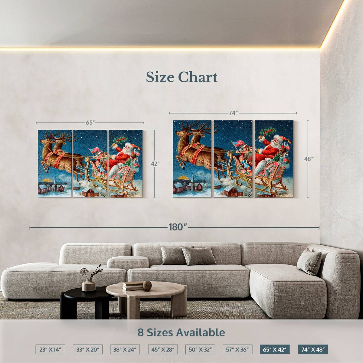 Elephant Stock Moonlit Skaters Wall Art - Horizontal Multi Panel Canvas - Living Room Wall Decor - Holiday Multi Panel - Blue And White Decor By Marilyn Dunlap - 74" x 48"