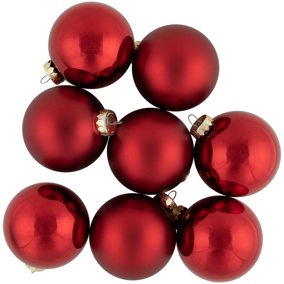 Northlight 72ct Red 2-Finish Glass Christmas Ball Ornaments 4" (100mm)