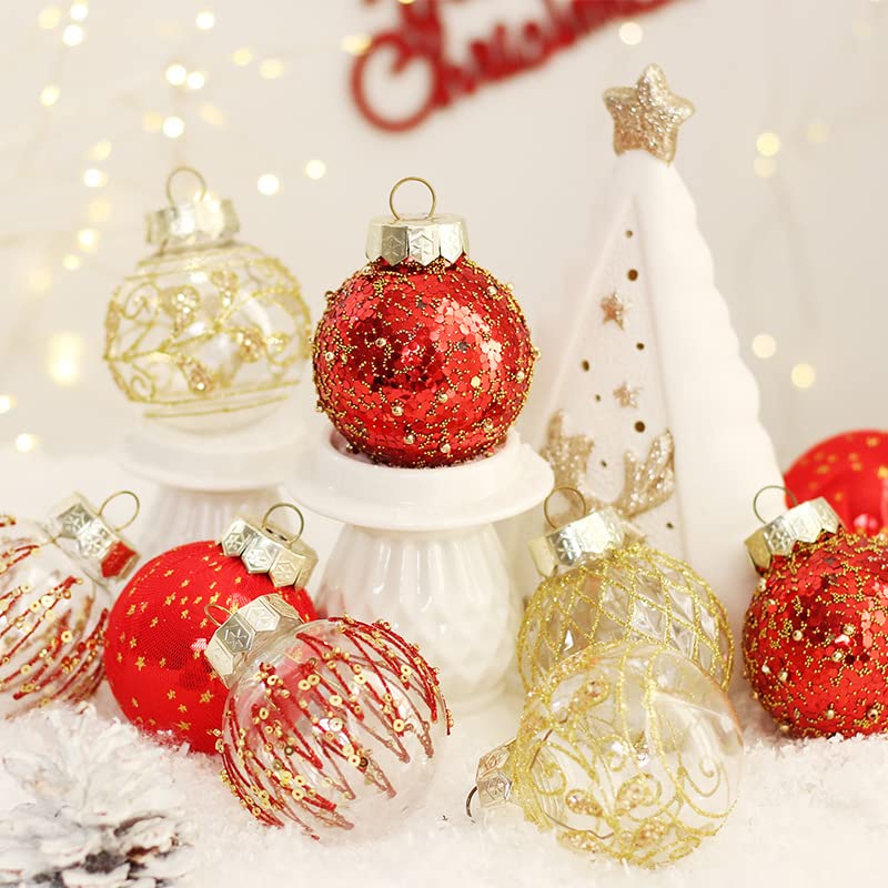 25PCS Christmas Ball Ornaments Set for Xmas Tree, Shatterproof Plastic Hanging Holiday Balls for Festive Christmas Party