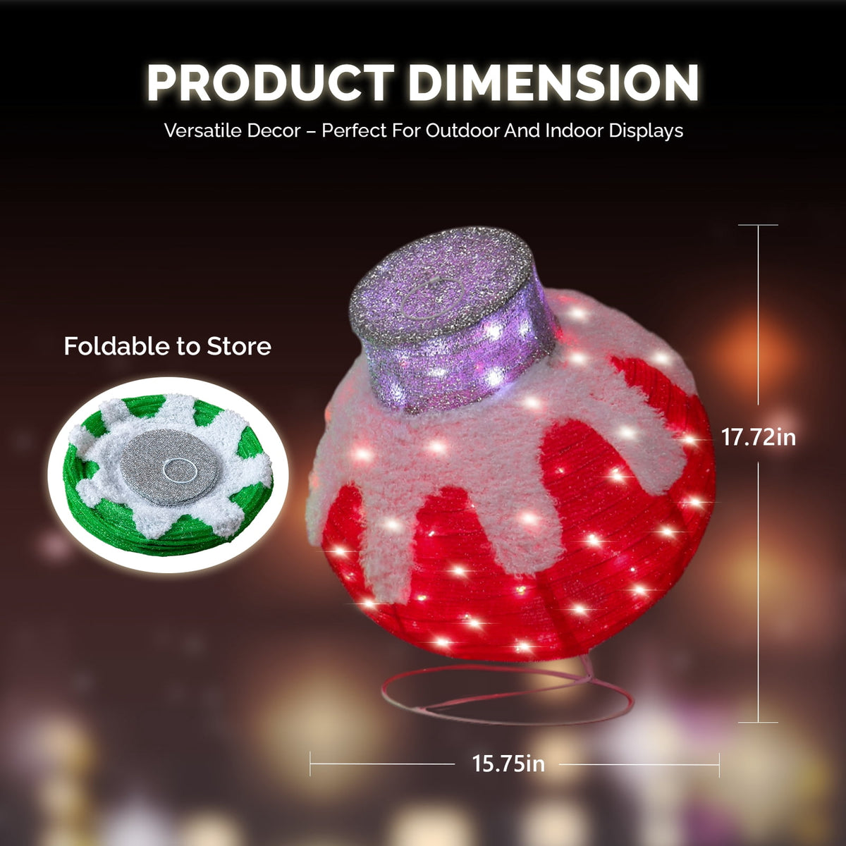 Zimtown 4 pcs LED Christmas Ornament Decor Set,Lighted Pop-Up Outdoor Holiday Ball for Indoor Outdoor Holiday Lighting