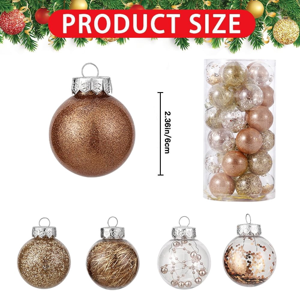 30PCS Christmas Ball Ornaments Set for Xmas Tree, Shatterproof Plastic Hanging Holiday Balls for Festive Christmas Party