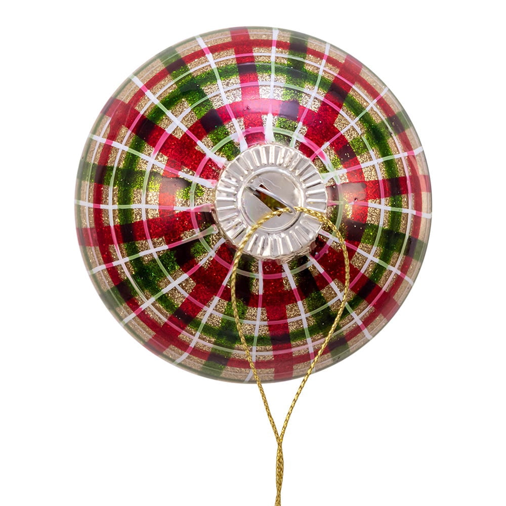 KSA 6ct Red and Green Plaid Glass Christmas Ball Ornaments 3" (80mm)