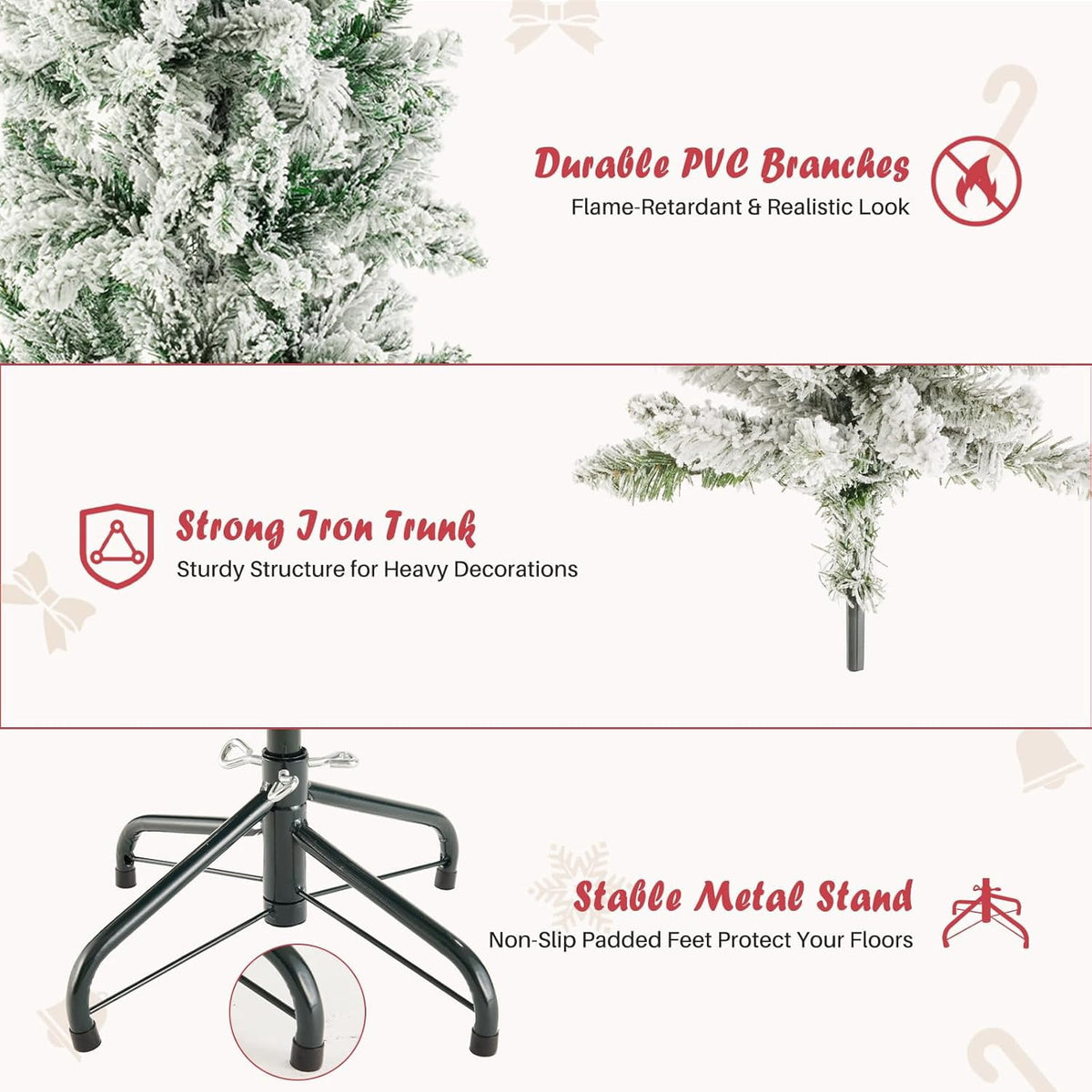 LIFERECORD 6ft Prelit Artificial Hinged Slim Pencil Christmas Tree with 250 Lights, 571 Full Branch Tips, 8 Warm Lingting Motes Perfect Decoration for Xmas Holiday, Green
