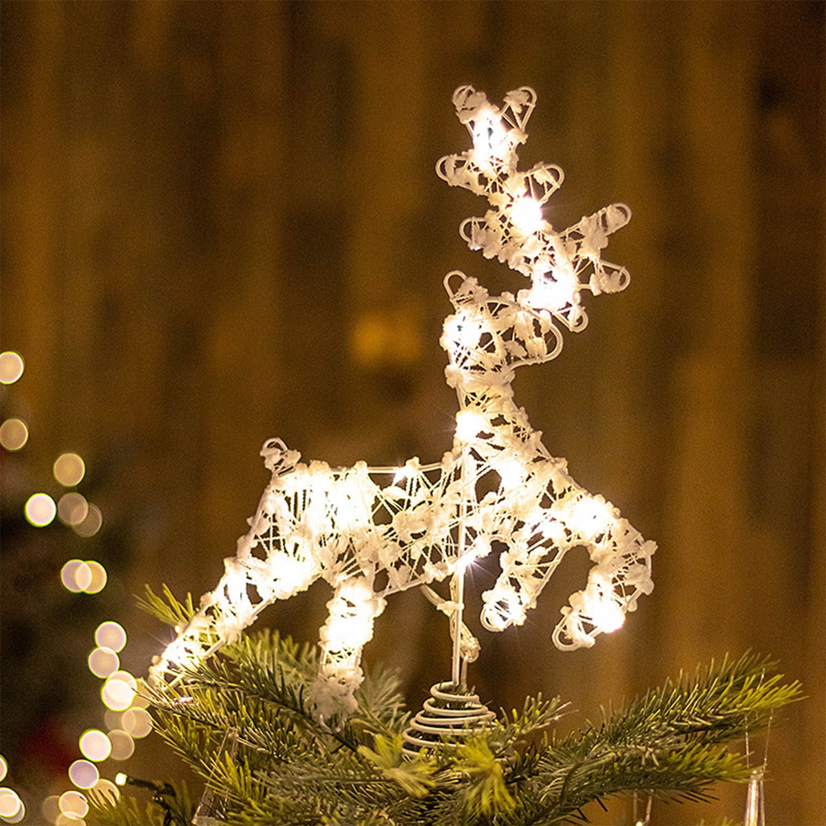 Christmas Tree Topper, LED Lighted Tree Topper, 11.41Inches Double-Layer Glitter Metal 3D Decorations Lights, Ornaments for Home Party(Gold)