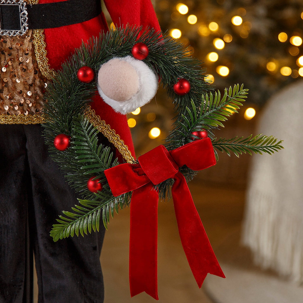 16" x 46" Christmas Animated Standing Nutcracker Decoration with Wreath