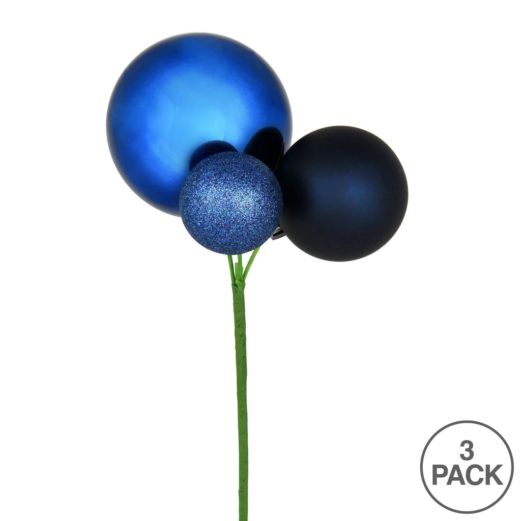 Vickerman 18" Honey Gold Orn Pick 3 per Bag. Features shiny, matte and glitter ornaments.