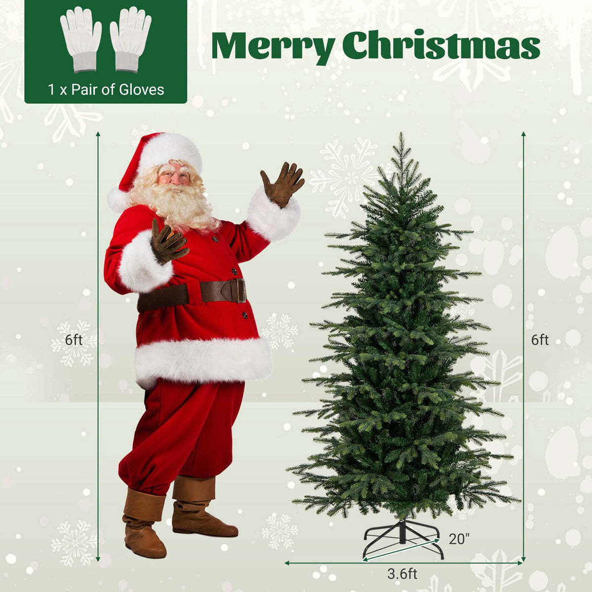 Costway 6 FT Artificial Christmas Tree with 714 Branch Tips 260 LED Lights 3 Timers Remote