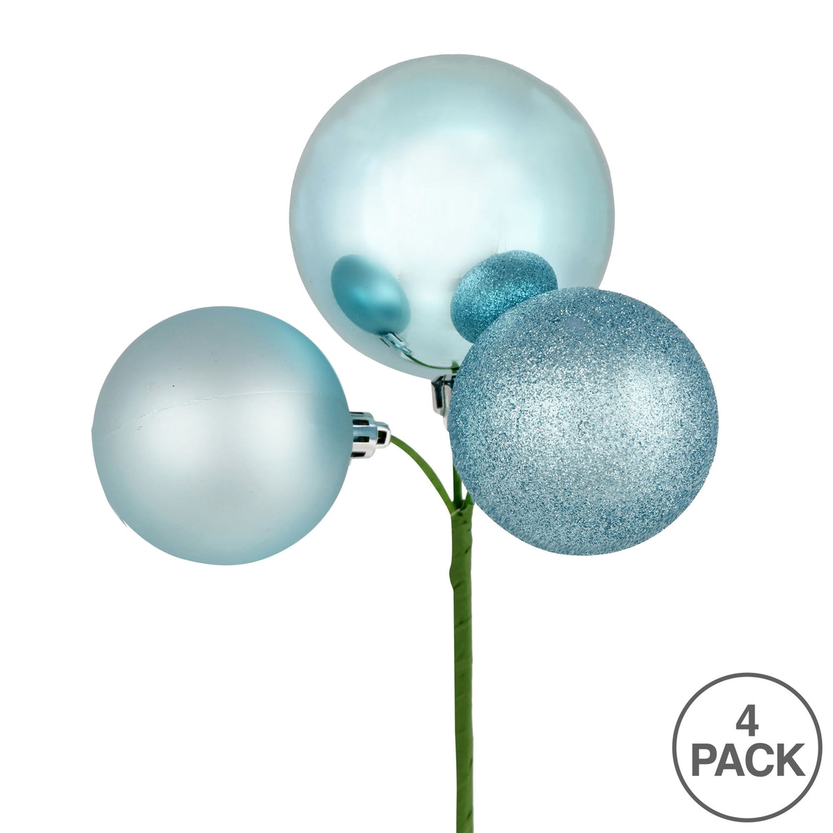 Vickerman 18" Coral Ball Ornament Christmas Pick, 4 per set
