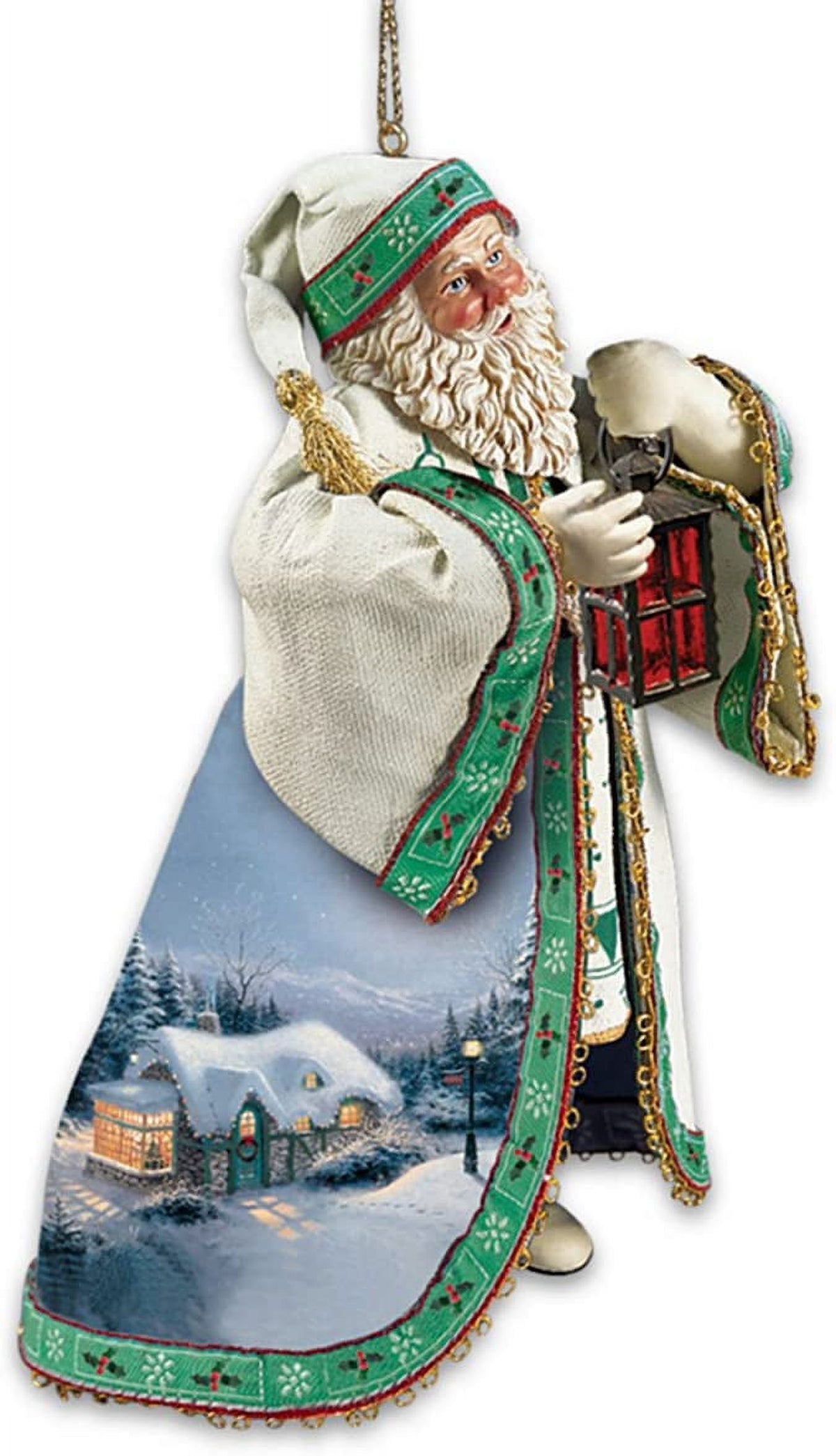 The Ashton-Drake Galleries Santa Claus Heirloom Ornaments #1 with Artwork: Set of 3 Christmas Decoration by Thomas Kinkade 4-inches