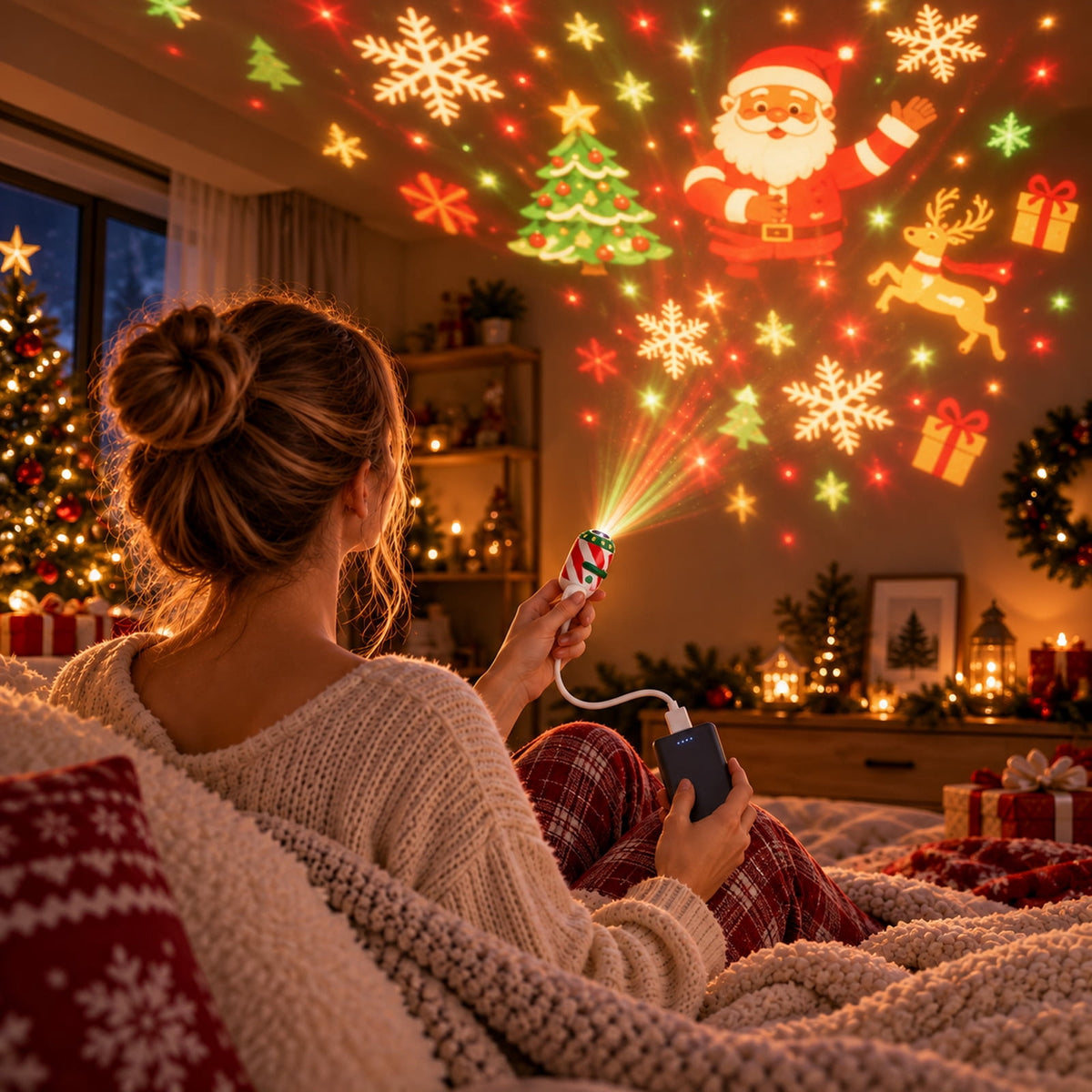 2026 New Upgraded 4K Smart Dynamic 5D Holographic Night Light Projector, 2-in-1 Galaxy & Ocean Star Ceiling Projector with 24 HD Films, 360° Flexible USB Powered Lamp for Bedroom Decor & Car GIft