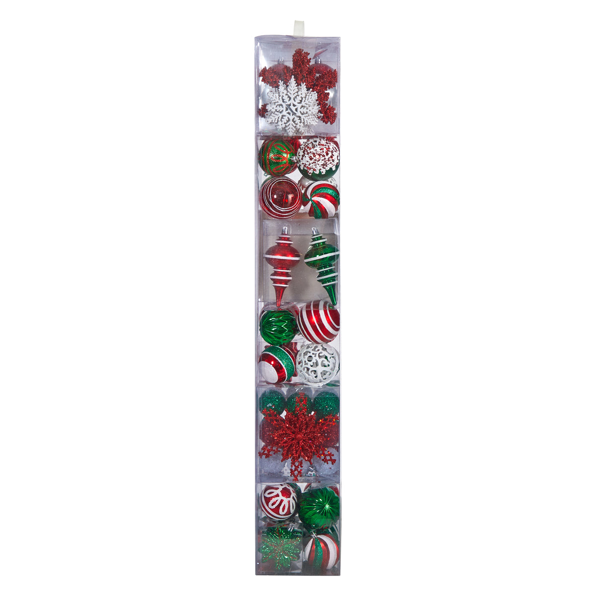 Nearly Natural Holiday Deluxe Shatterproof, 70 Count Christmas Tree Ornament Box Set, Re-Useable Container, Assorted